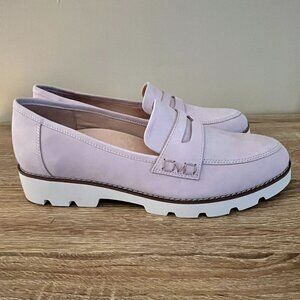 VIONIC PINK SUEDE CHERYL LOAFERS, SIZE 10; NEVER WORN!